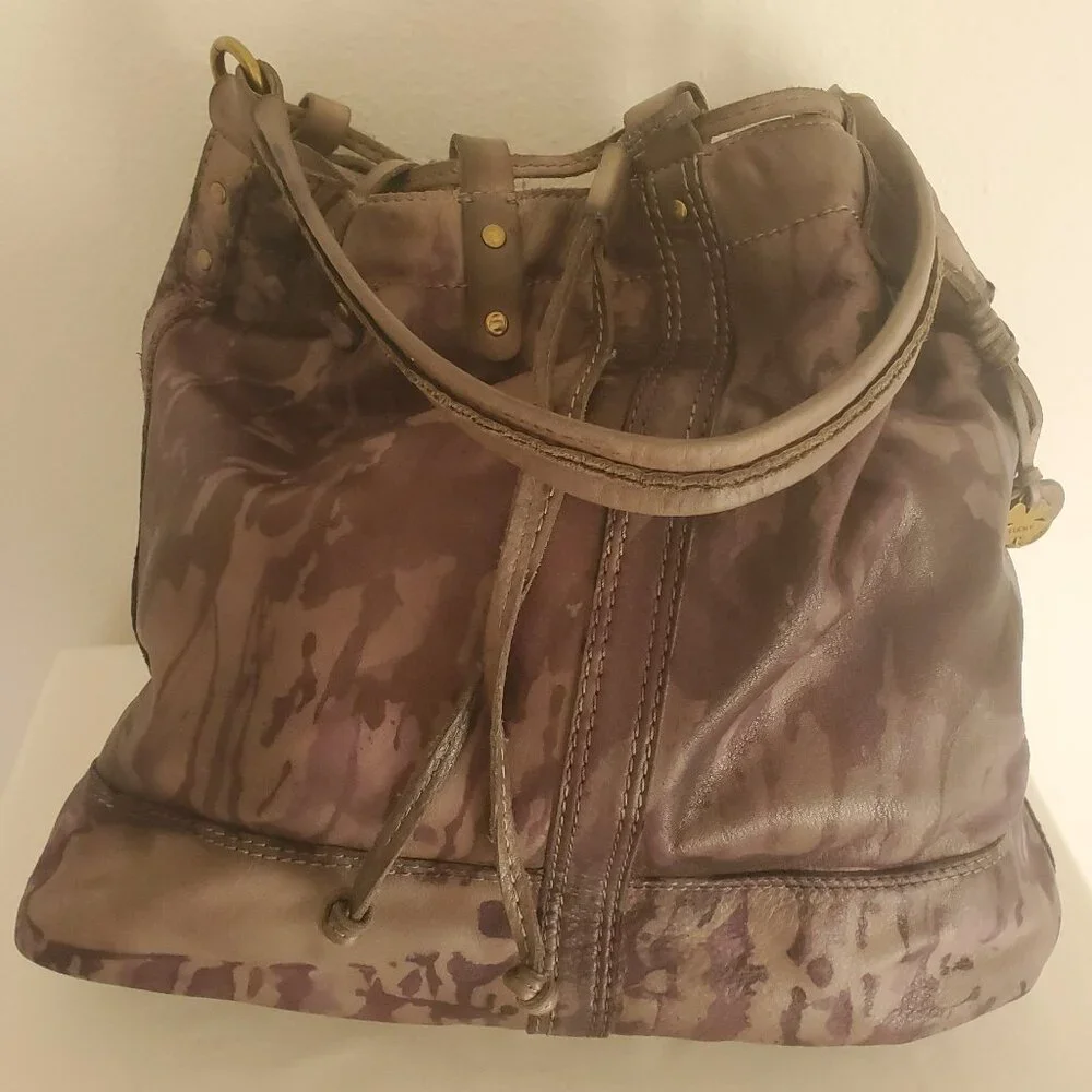 Leather cowgirl western equestrian hobo bag purse tiedye black brown purple gray
